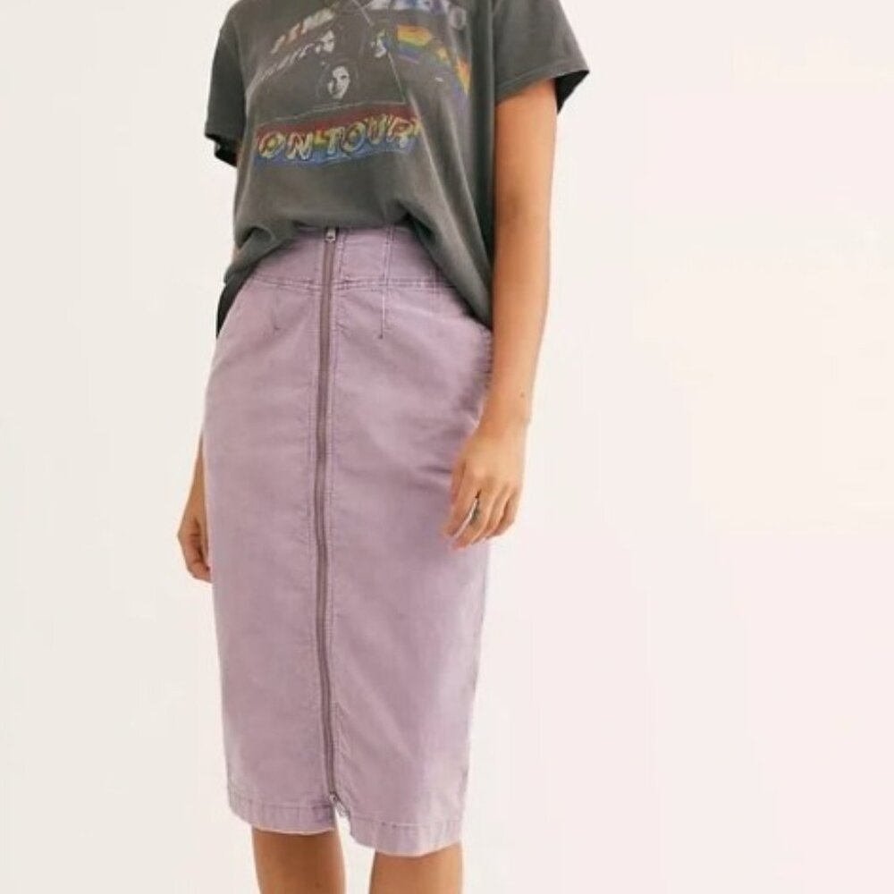 Free People “I Want It All” Corduroy Zip Skirt Women’s 26 **CREAM COLOR**